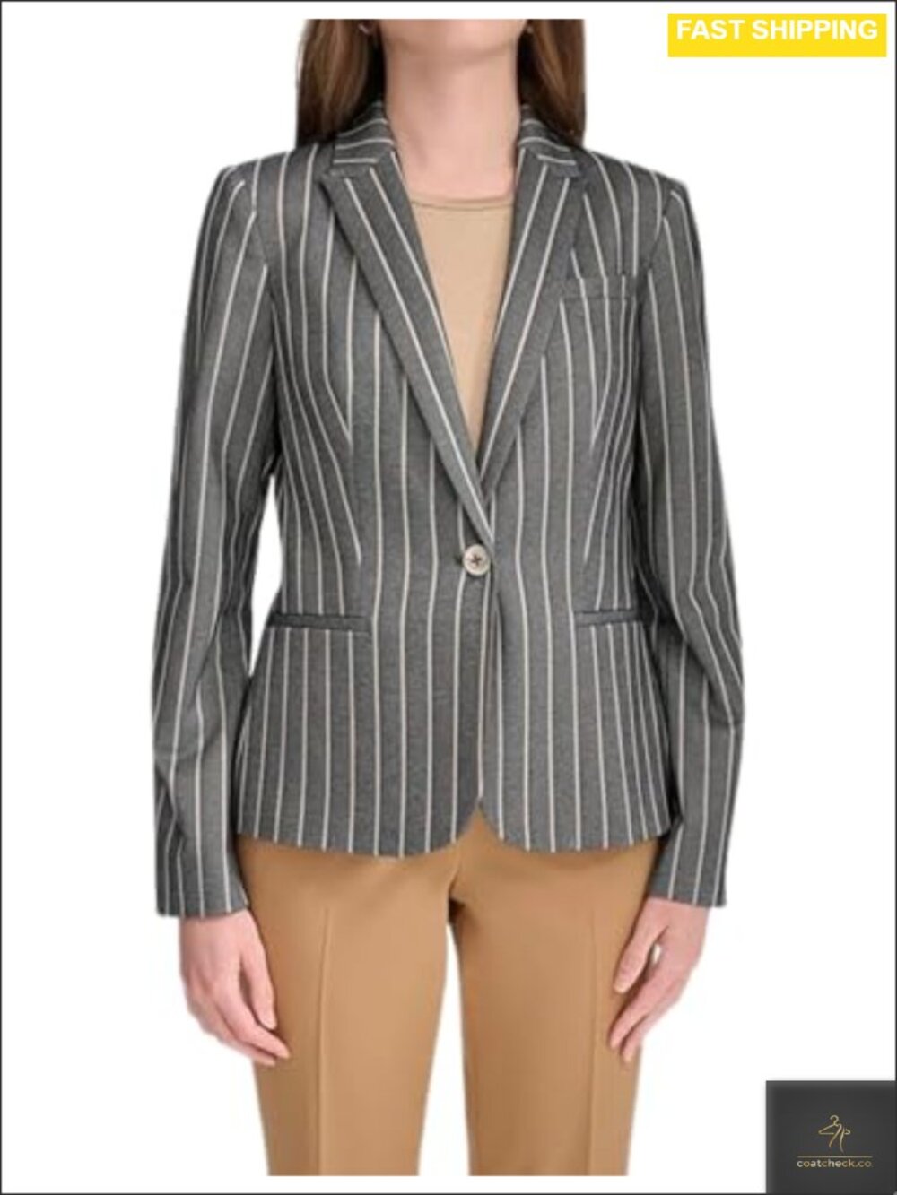 Womens Single Button Notch Collar Blazer Business Suit Jacket